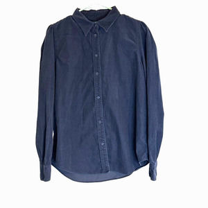 Lauren Ralph Lauren Women's‎ Long Sleeve Corduroy Navy Button Down Shirt Size L